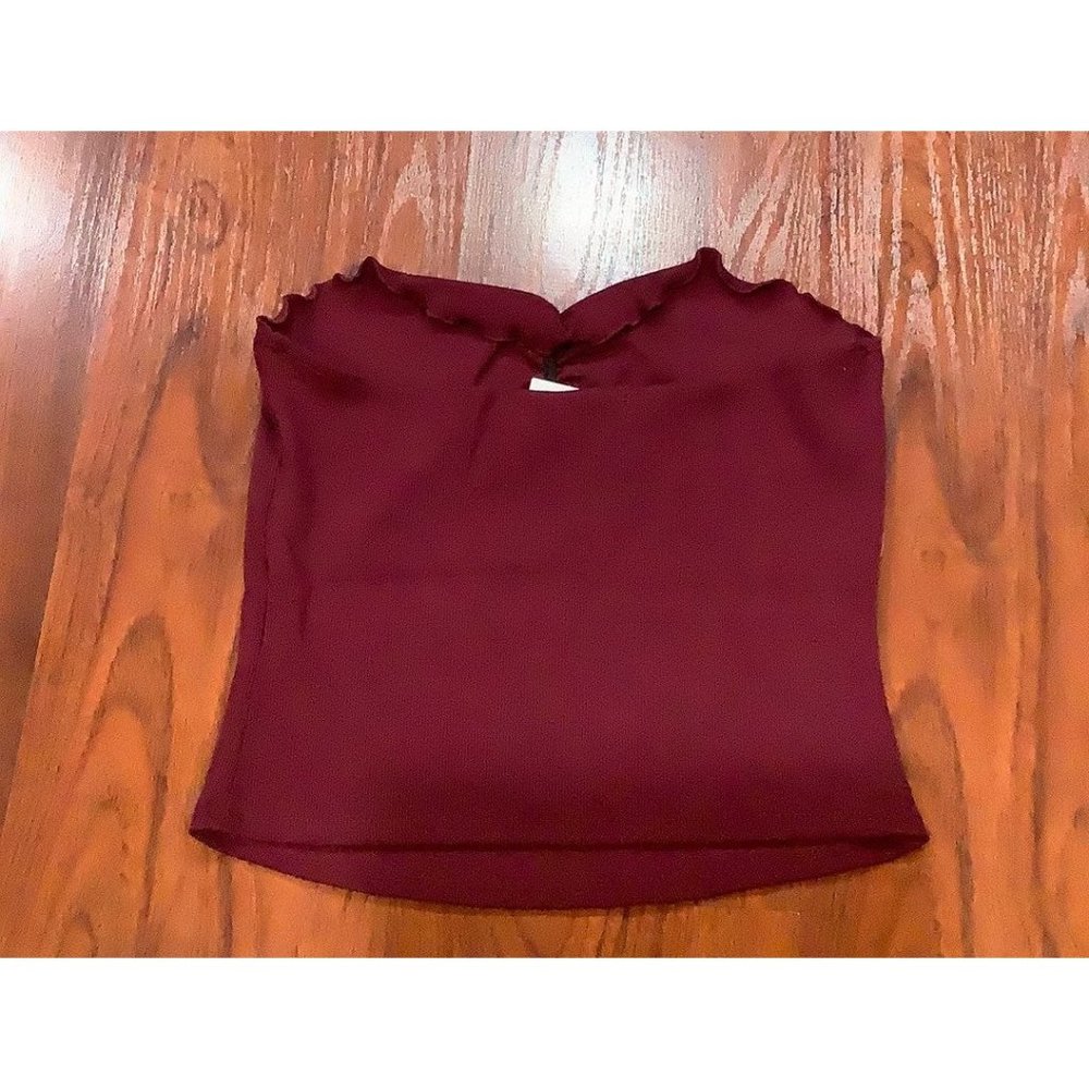 UO CINCHED FRNT RIBBED TU WINE/BORD - Picture 3 of 4